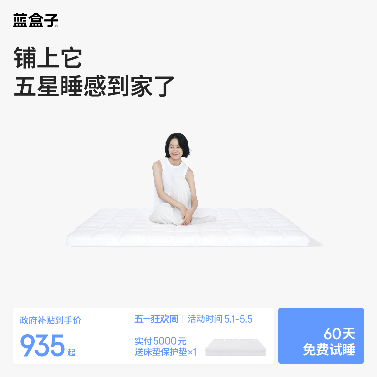 蓝盒子小蓝垫T2Pro床垫子记忆棉学生宿舍租房酒店专用双人榻榻米