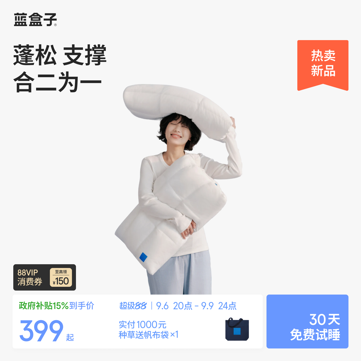蓝盒子枕中枕N3枕头护颈椎可调节记忆棉枕头枕芯一对成人专用礼物图片