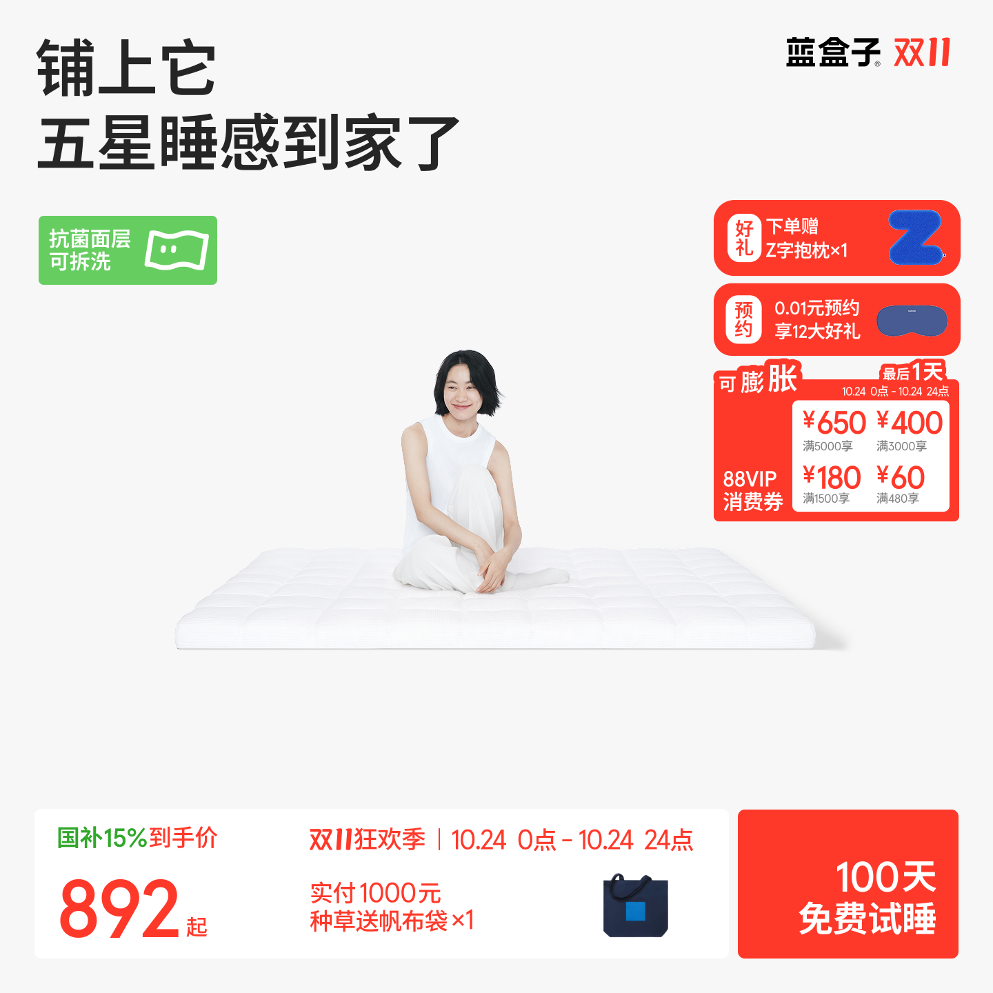 蓝盒子小蓝垫T2Pro记忆棉床垫薄垫家用软垫酒店专用宿舍榻榻米垫