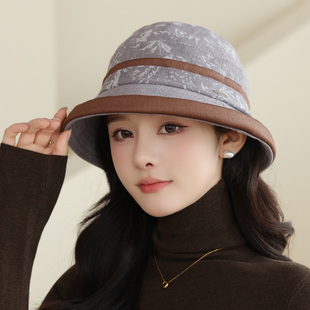 中老年人帽子女春秋天渔夫帽盆帽短檐冬天妈妈布帽防晒老人帽礼帽