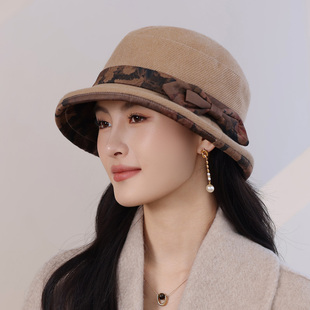 秋冬款时尚中老年人帽子女士棉质盆帽春秋洋气渔夫帽妈妈休闲礼帽