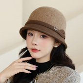 秋冬天中老年人帽子女妈妈毛呢盆帽加厚老人奶奶婆婆保暖时尚 礼帽