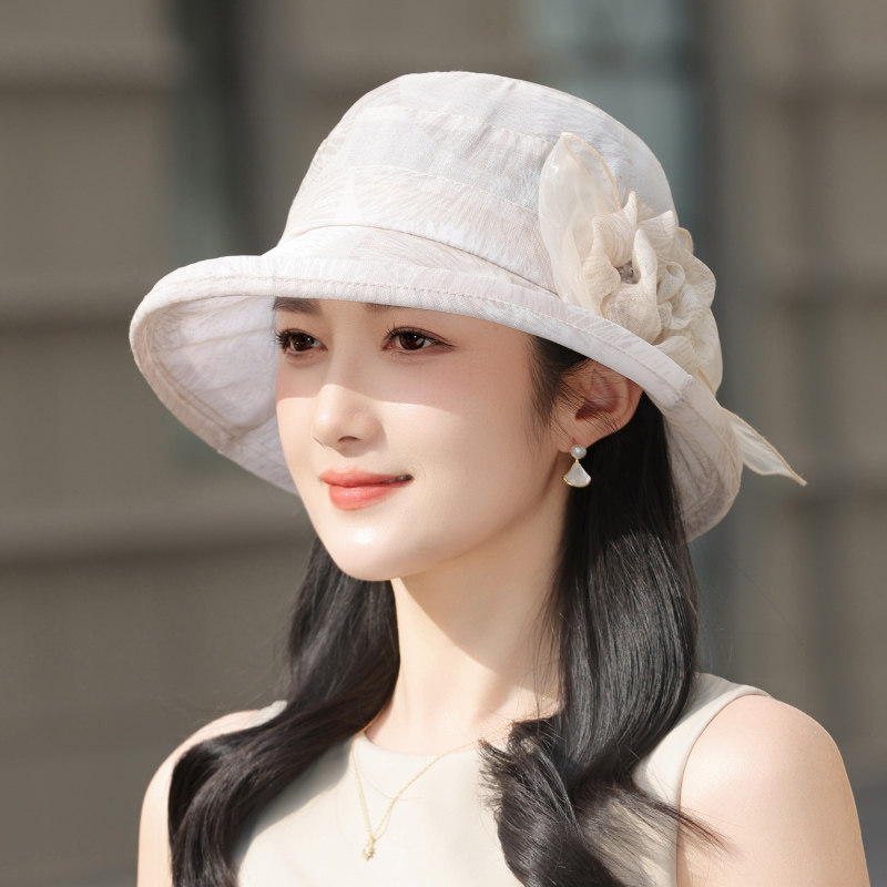 新款帽子女夏天遮阳帽妈妈太阳帽中老年人防晒沙滩帽春夏凉帽薄款