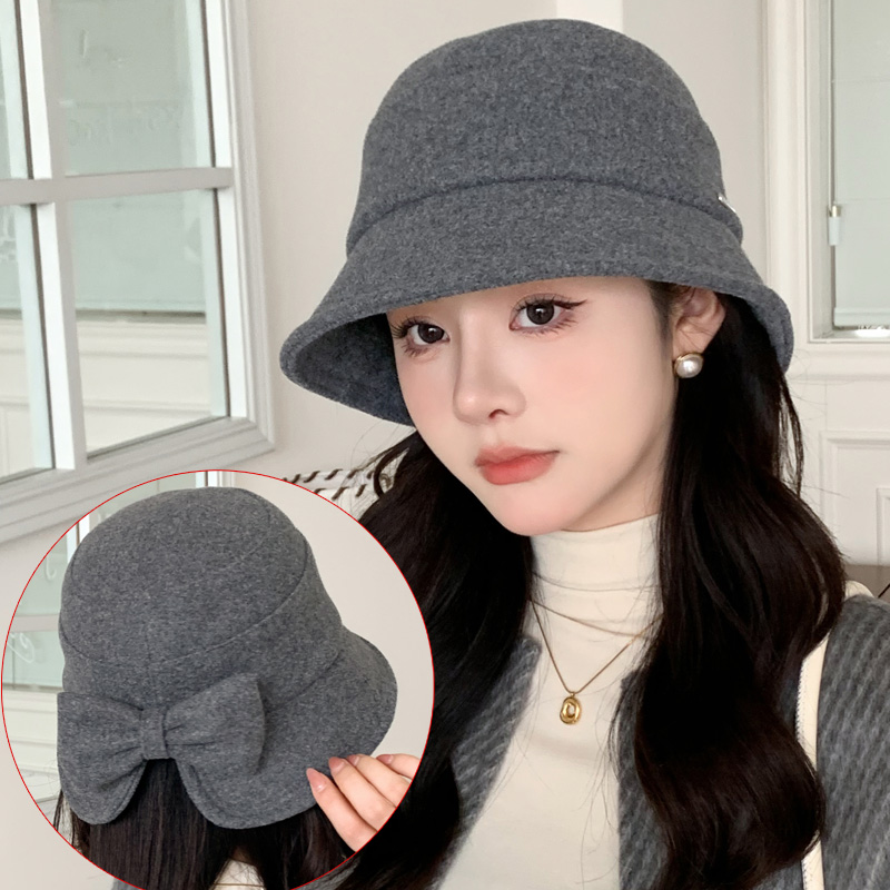 新款秋冬加绒宽檐呢子盆帽