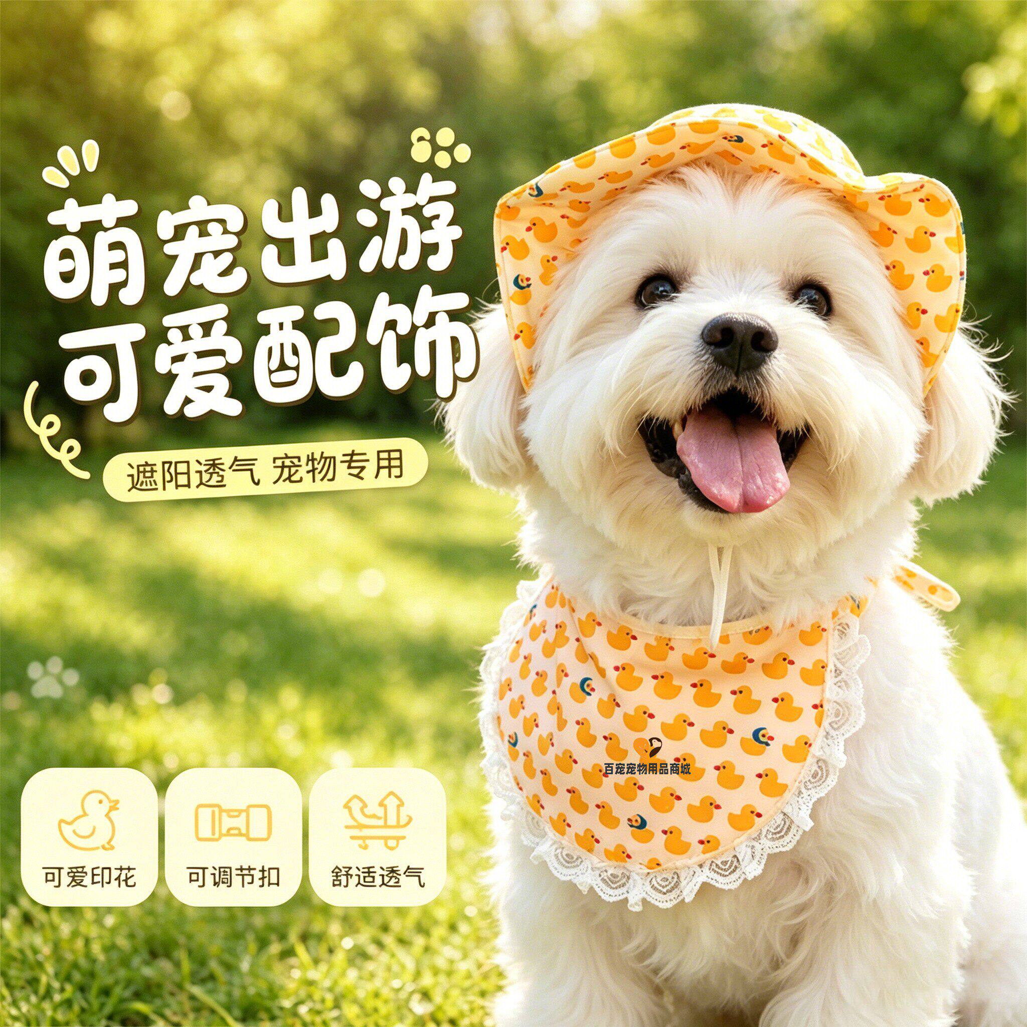 马尔济斯专用狗狗帽子小型犬宠物狗露耳朵遮阳帽太阳帽夏天带的夏