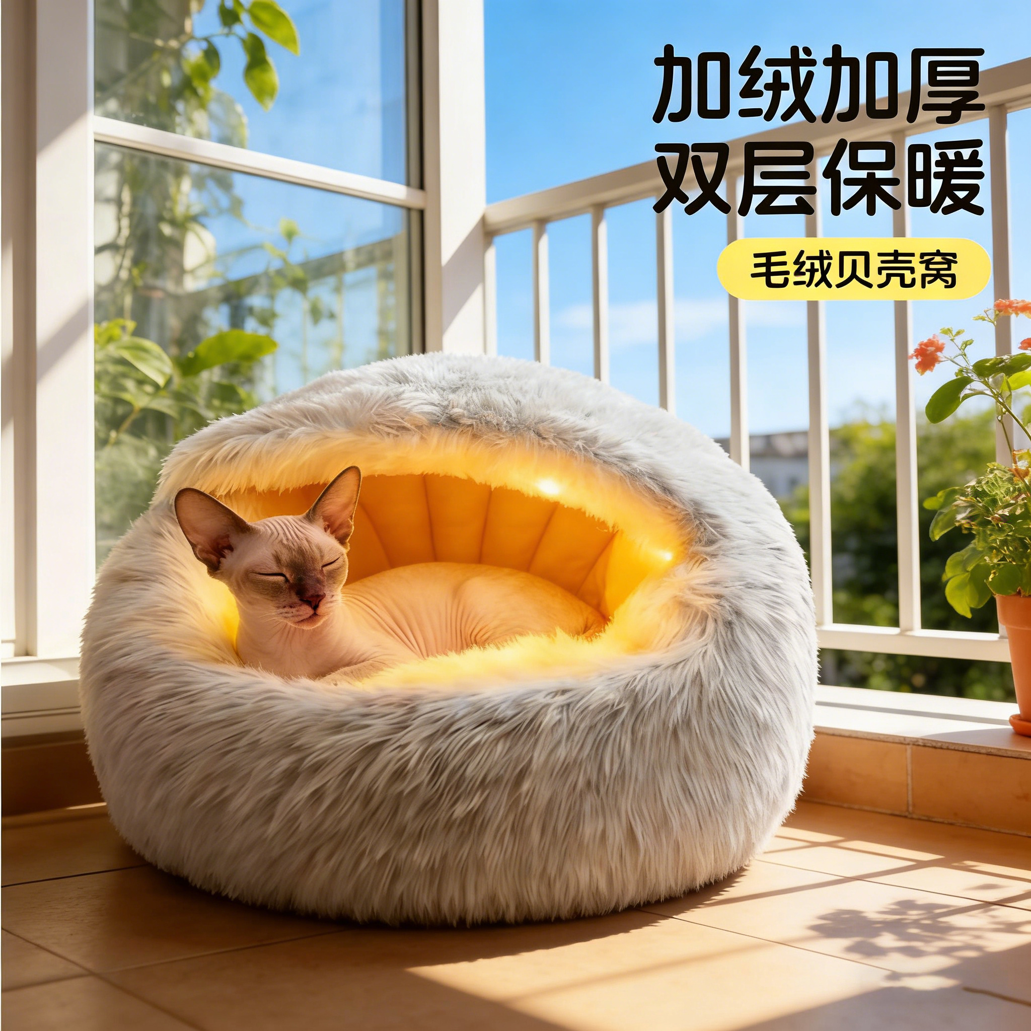 猫窝冬2025新款加厚半封闭大尺寸加绒宠物猫床保暖窝垫新式过冬