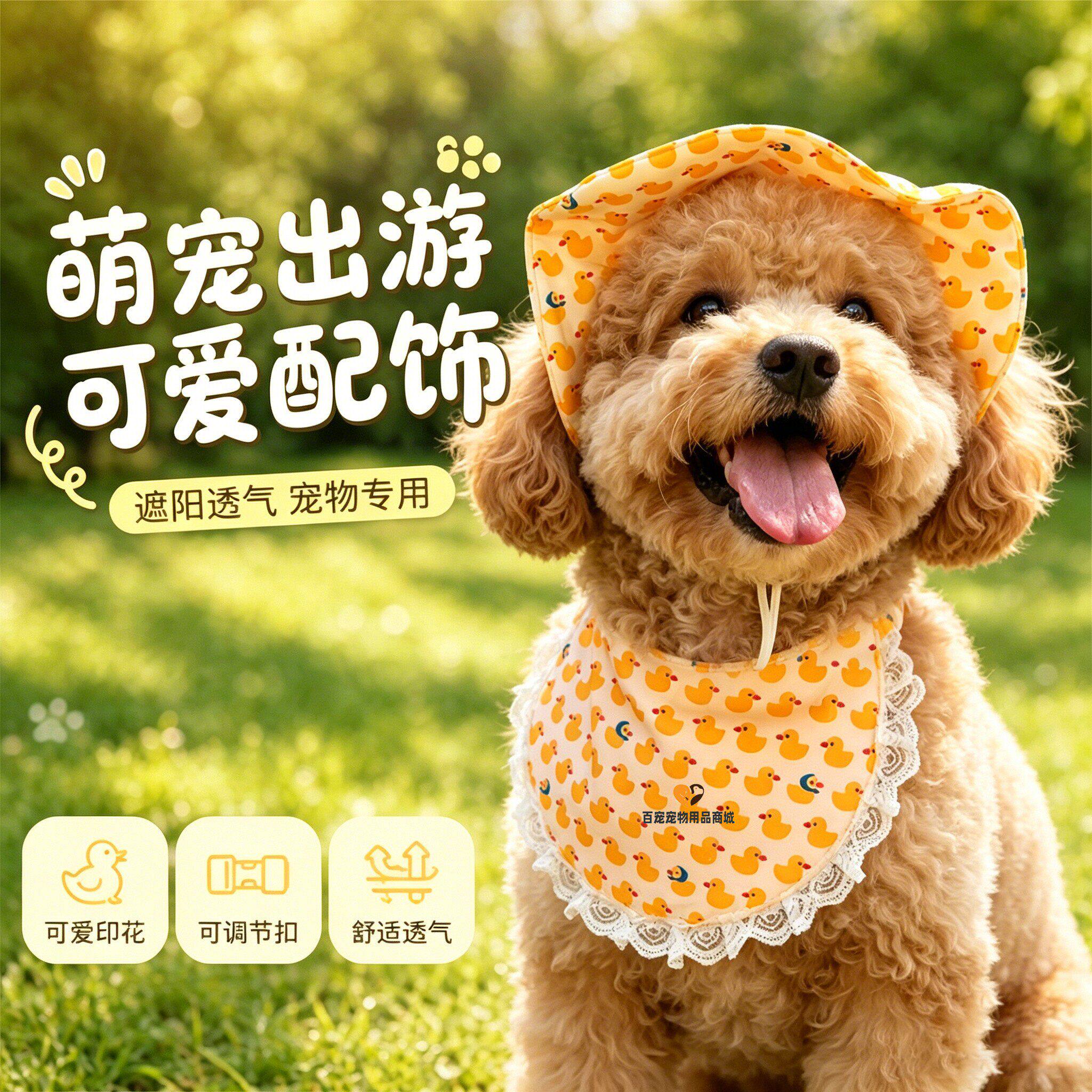 泰迪专用狗狗帽子露耳朵小型犬宠物狗遮阳帽耳朵太阳帽小狗夏天季