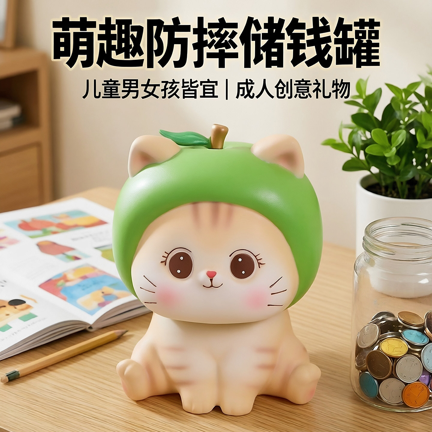 2026年新款大号可爱水果猫咪存钱罐儿童男女孩防摔储钱罐成人礼物