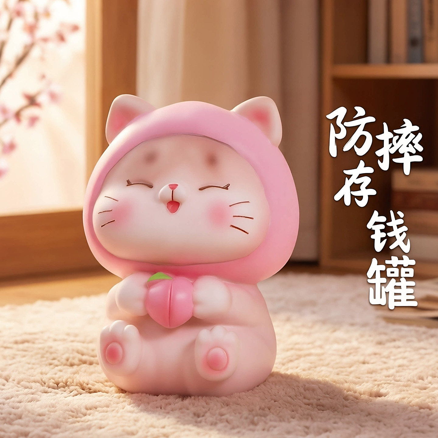 2026新款可爱水果猫咪小孩存钱罐男女孩防摔储钱罐生日礼物摆件