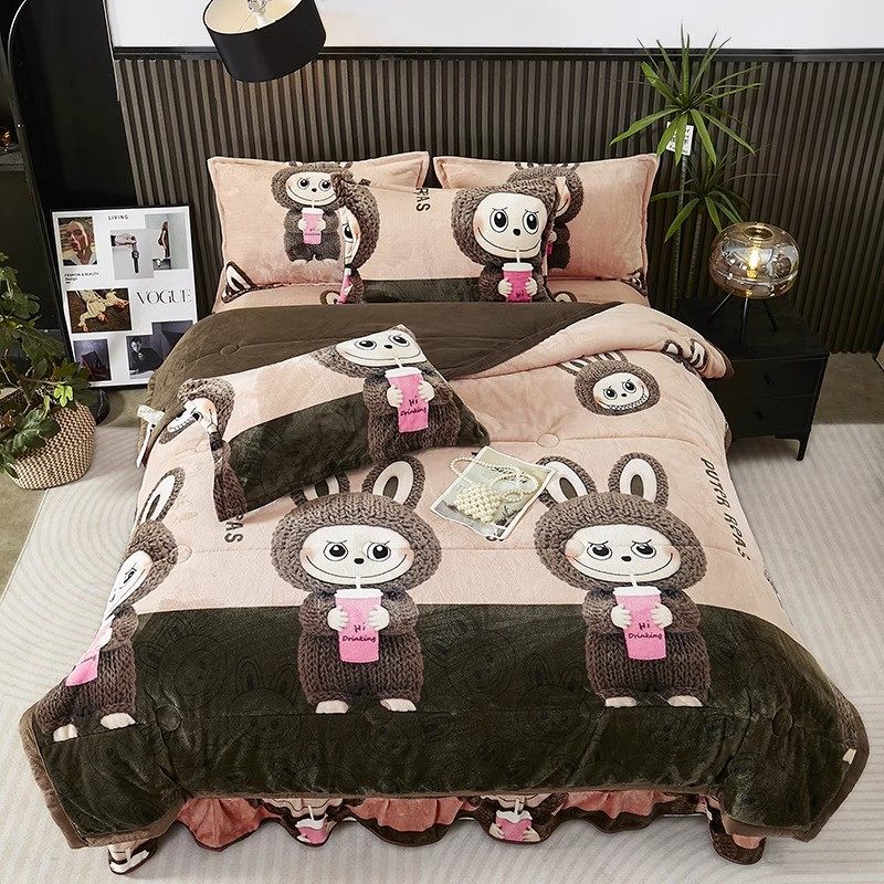 5D印花双面加厚牛奶绒冬季被子亲肤柔软可机洗学生宿舍单双人zy,床上用品,床品套件/四件套/多件套,淘宝优惠券,粉丝福利购,淘宝优惠卷