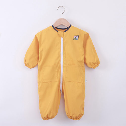 儿童连体罩衣外穿防脏爬行服宝宝护衣全身防水男女宝长袖薄款