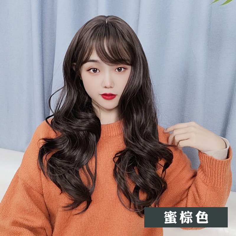 假发女长发自然全头套f式卷发大波浪发型空气刘海仿