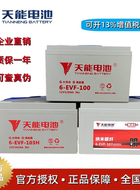 天能6-EVF-100电池四轮电动车洗地机电叉车12V100AH/80AH铅酸电瓶