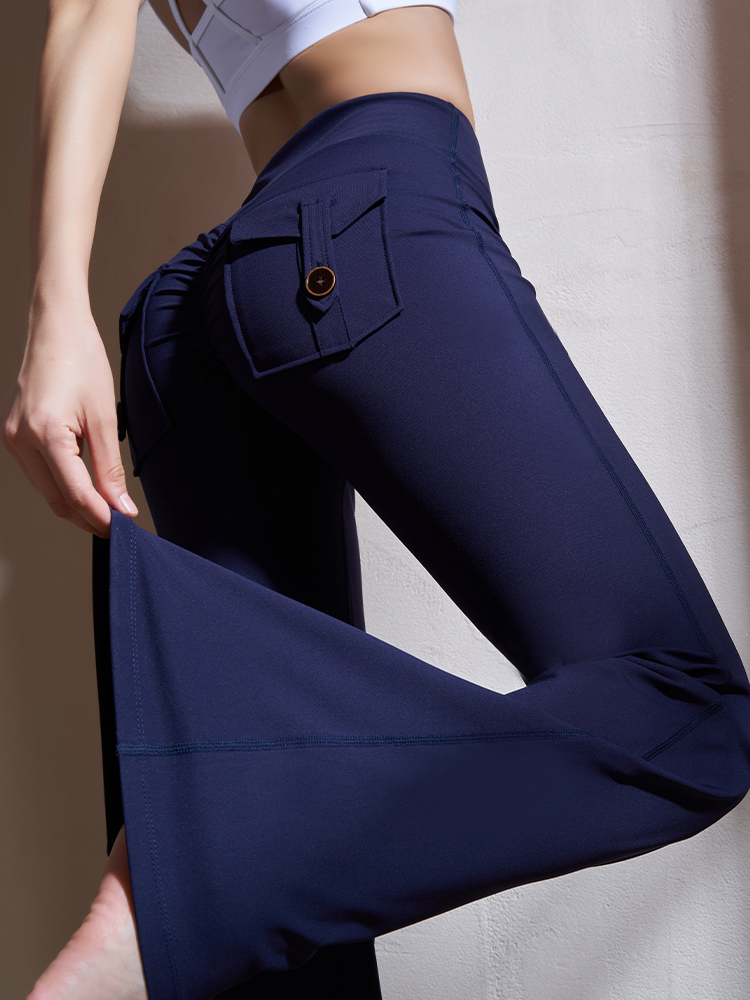 parka Flap Pocket pants Micro-Flared Yoga Pants Peach Hip Lifting Fitness Dance Pants Quick-Drying Sports Training Pants