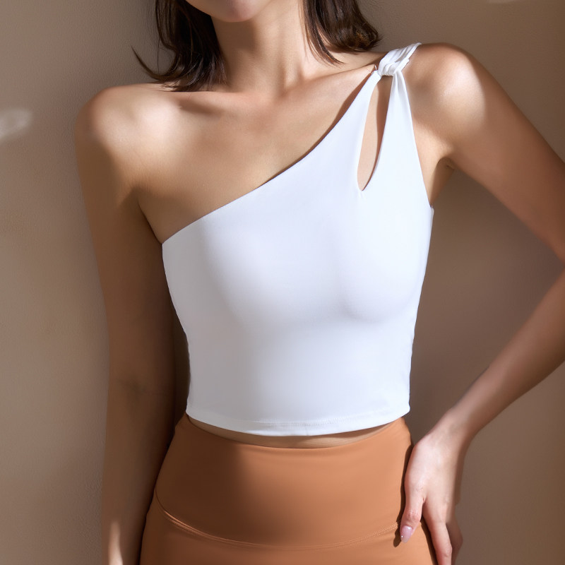 柚柚yoyomeat性感镂空单肩普拉提瑜伽背心速干运动内衣健身文胸女