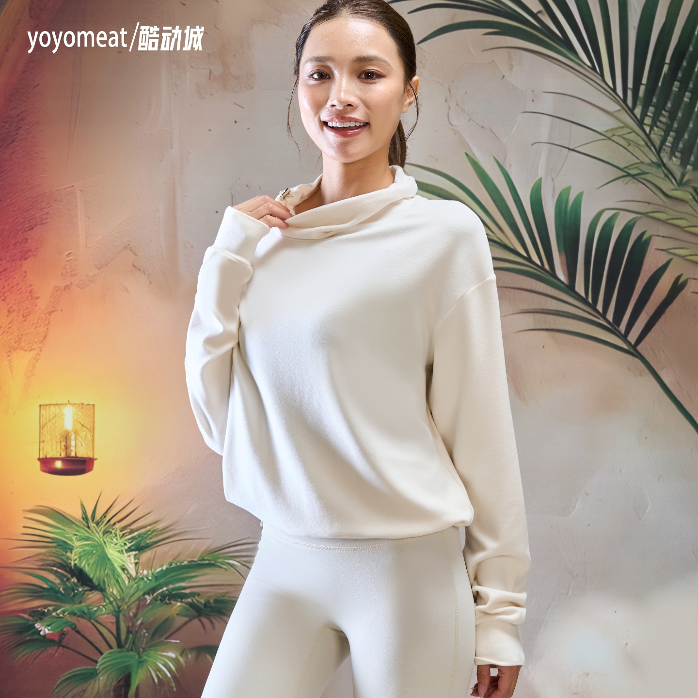 yoyomeat秋冬双面绒立领抽绳卫衣