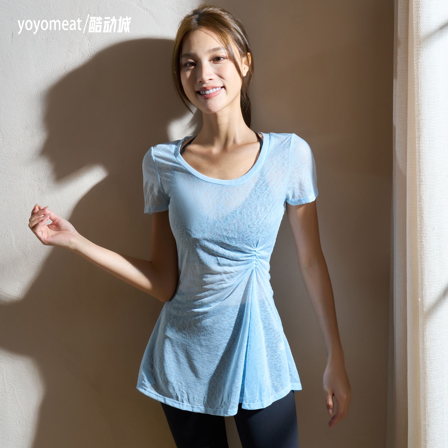 yoyomeat轻薄透气短袖瑜伽服罩衫