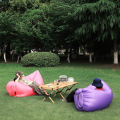梦花园懒人充气沙发户外音乐节单人躺椅便携式 露营野餐沙滩气垫床