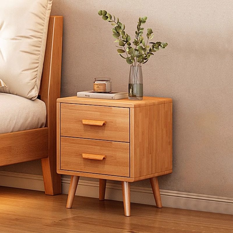 实木床头柜现代简约卧室简易多功能橡胶木置物柜原木床边小柜子