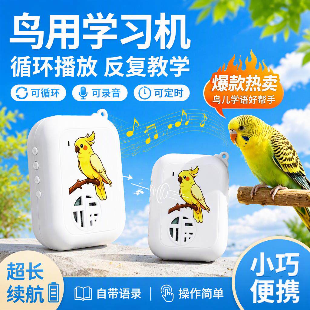 鸟用学话器鹦鹉学习机和尚虎皮八哥可录音复读语音循环播放器