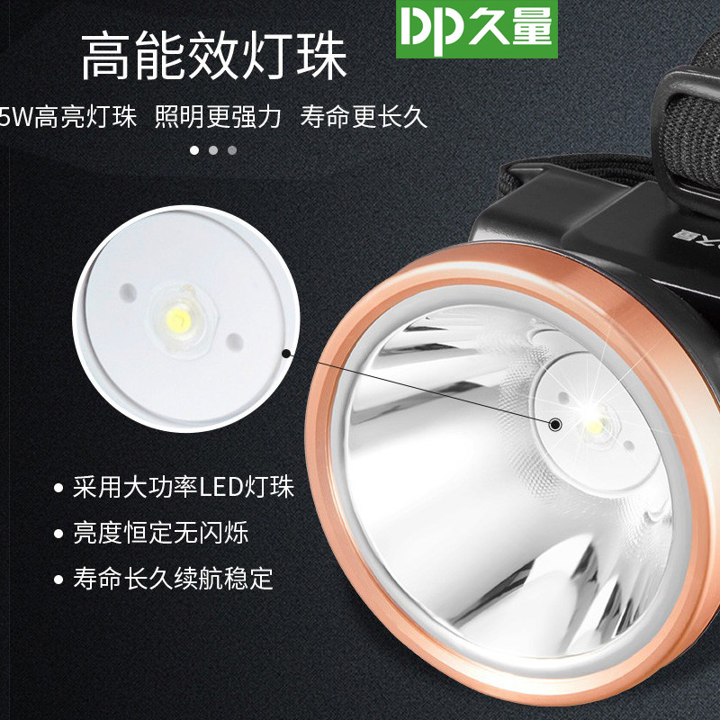 久量头灯充电式强光户外超亮远射可充电家用便携多功能变焦头戴灯