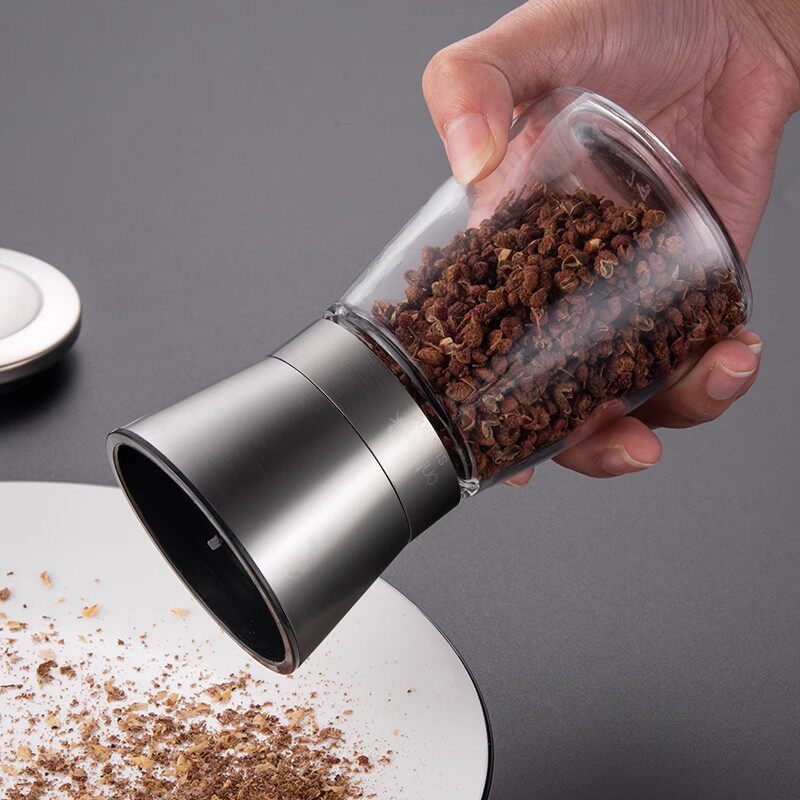 家用不锈钢现磨胡椒研磨器手动黑胡椒粒碾磨器花椒研磨瓶