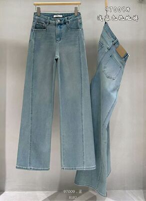 B1B2笑脸秒变大长腿浅色春秋新十三行做旧弹力窄版梨形身材拖地裤