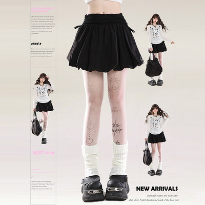 蝴蝶结黑色蛋糕短裙女夏