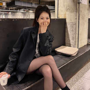 女装 新款 高级感机车皮夹克小个子 皮衣外套2025春季 皮衣女黑色西装