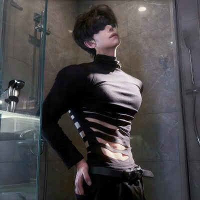 男士镂空紧身衣黑色性感禁慾系肌肉健身衣显瘦修身透肤个性打底衫