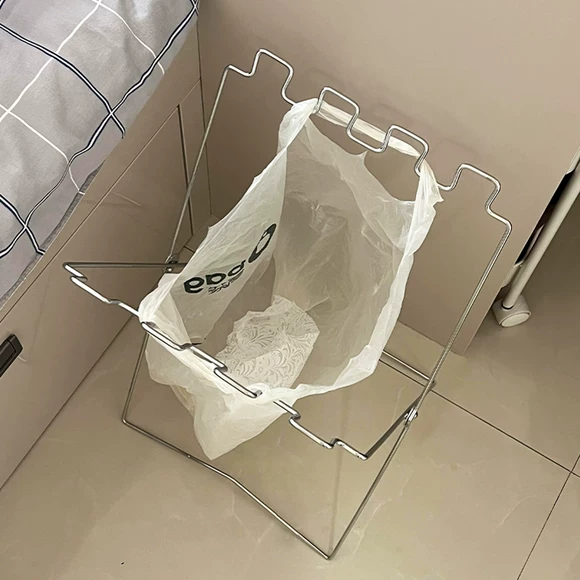 垃圾架不锈钢可折叠简易便携垃圾桶家用厨房专用免弯腰落地收纳架