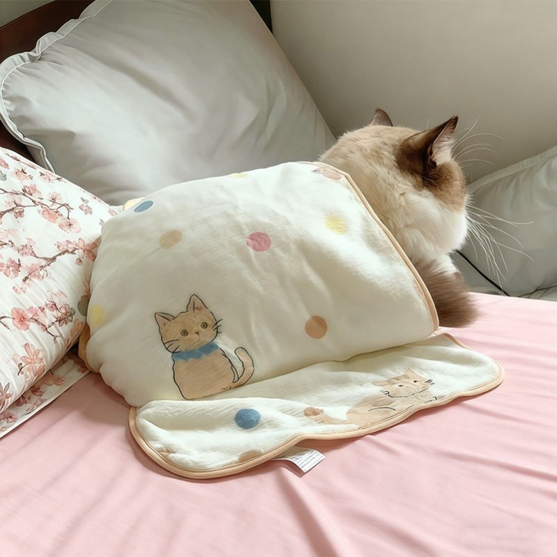 【床上长猫了】猫咪专用小毯子珊瑚绒秋冬狗睡觉小垫子被子猫狗窝