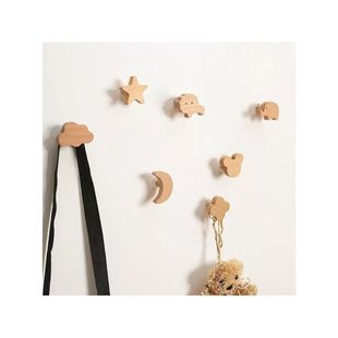 可爱日子 趣味榉木动物挂钩衣钩门后玄关衣帽免打孔木质房挂装饰
