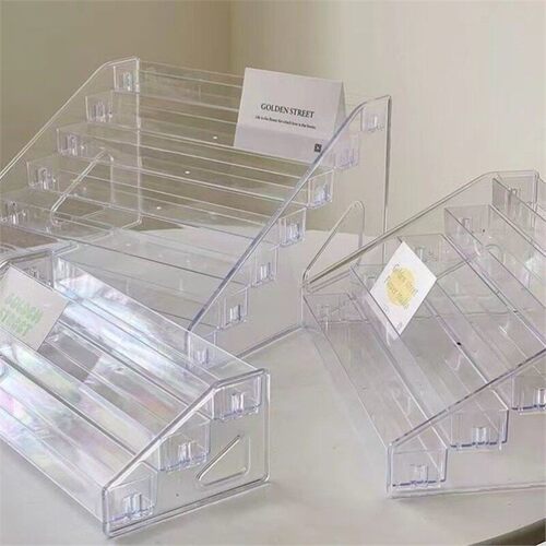 吧唧展示架透明桌面谷子收纳盒阶梯架子立牌卡片徽章压克力小卡CD