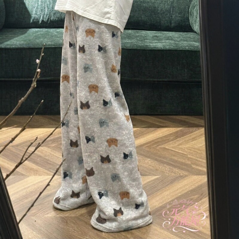 棉绸裤子超长睡裤遛弯裤女夏薄款家居裤女夏可外穿宽松休闲慵懒感
