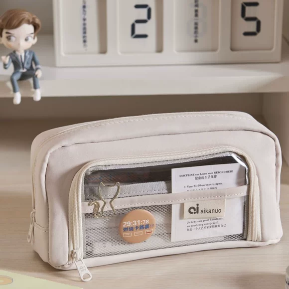 升级笔袋ins可视窗初中笔袋高颜值半透明初高中女生大容量文具盒