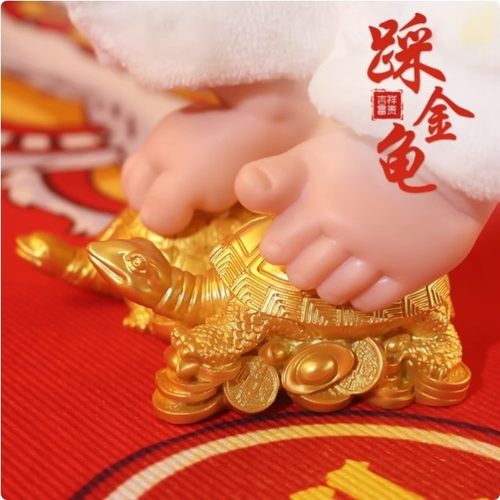 抓周乌龟一周岁纪念宝宝踩金龟千年铜龟中式纯手工艺抓周生日摆件