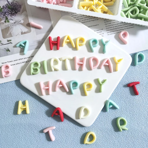 卡通英文字母happy birthday巧克力蛋糕装饰网红简约风烘焙插件