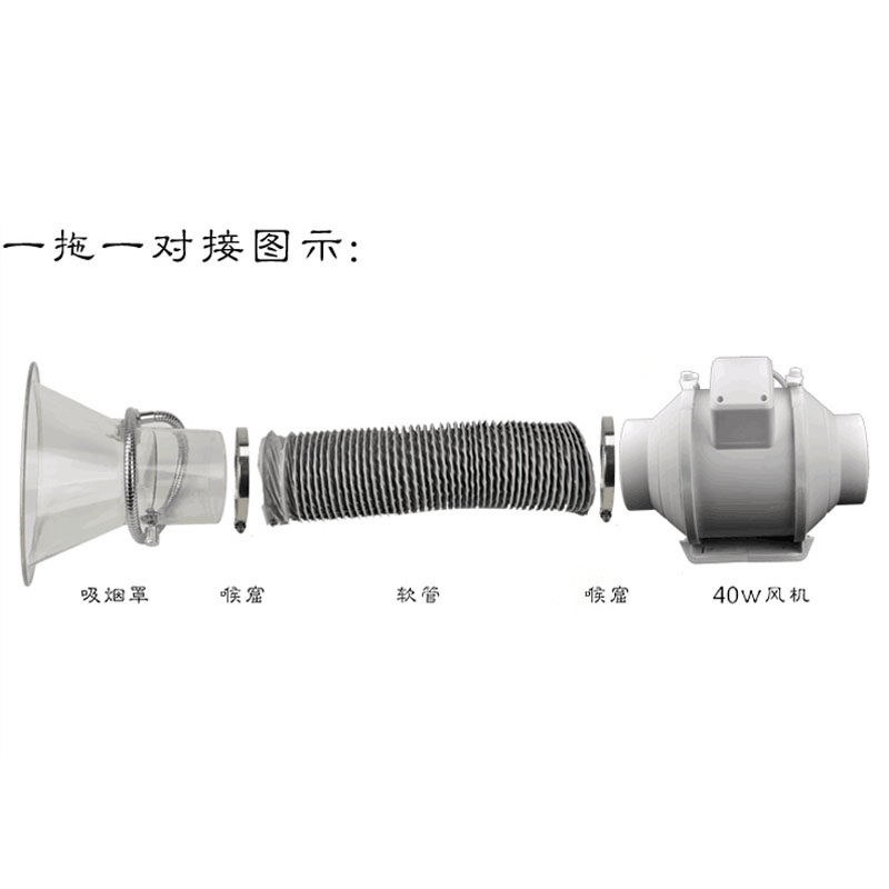 电子厂流水线烙铁焊锡吸烟罩透明喇叭口排烟套装抽烟换气配套风机