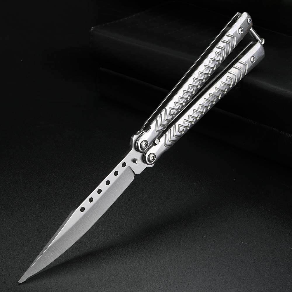 蝴蝶折叠刀全钢未开刃csgo新手初学者多功能专业练习训练甩手刀