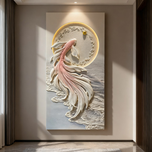 立体浮雕灯光画新款入门玄关装饰画高档走廊过道挂画简约现代壁画