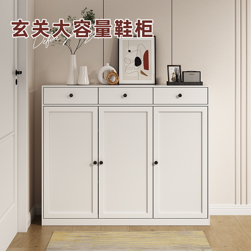 鞋柜家用门口2025新款收纳柜一体靠墙入户玄关多层带门防尘收纳柜