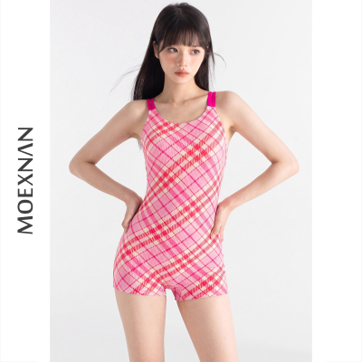 连体平角显瘦竞速温泉小胸泳衣女