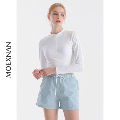 新款防晒长袖平角泳衣女度假性感学生小胸保守遮肚显瘦泡温泉泳装