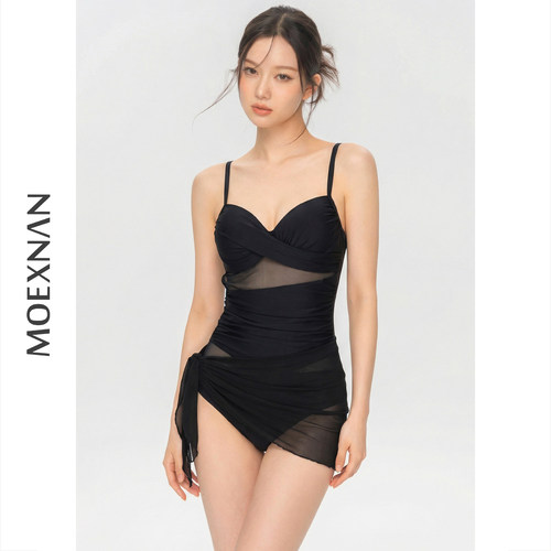 遮肚显瘦小胸聚拢裙式连体泳衣女