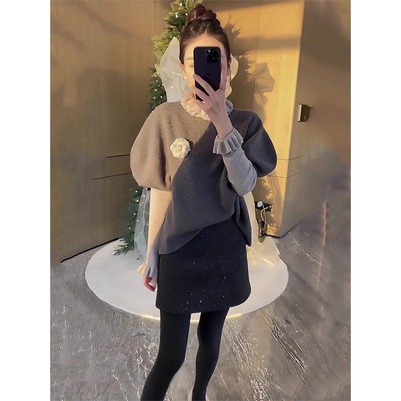 灰色连衣裙子女早春季2025超火小个子香风御姐穿搭开春季一整套装