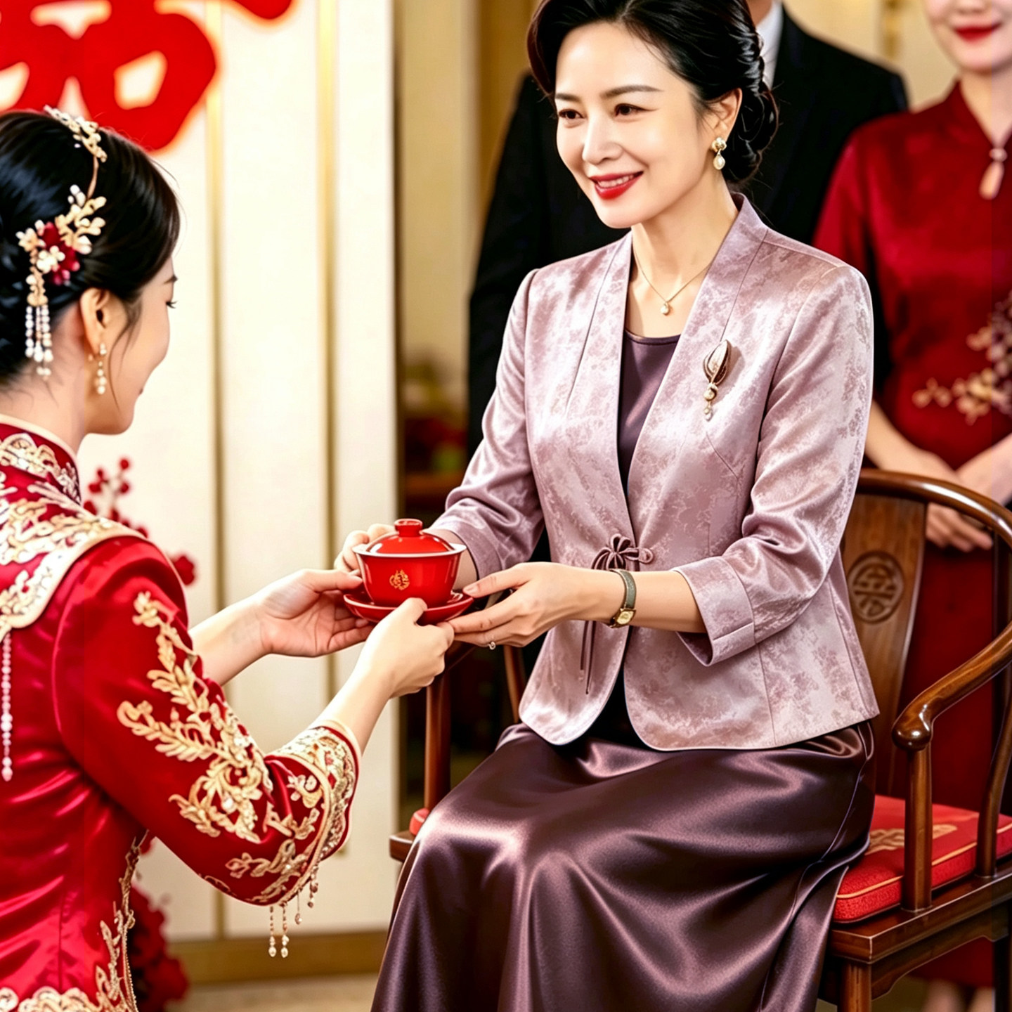 10月结婚礼服新中式妈妈小西服套装裙子高端大气2026喜婆婆婚宴装