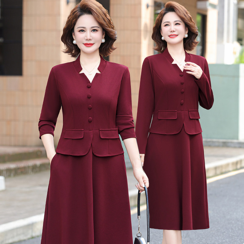 小个子妈妈结婚旗袍礼服中老年女春秋平时可穿喜婆婆婚宴装连衣裙