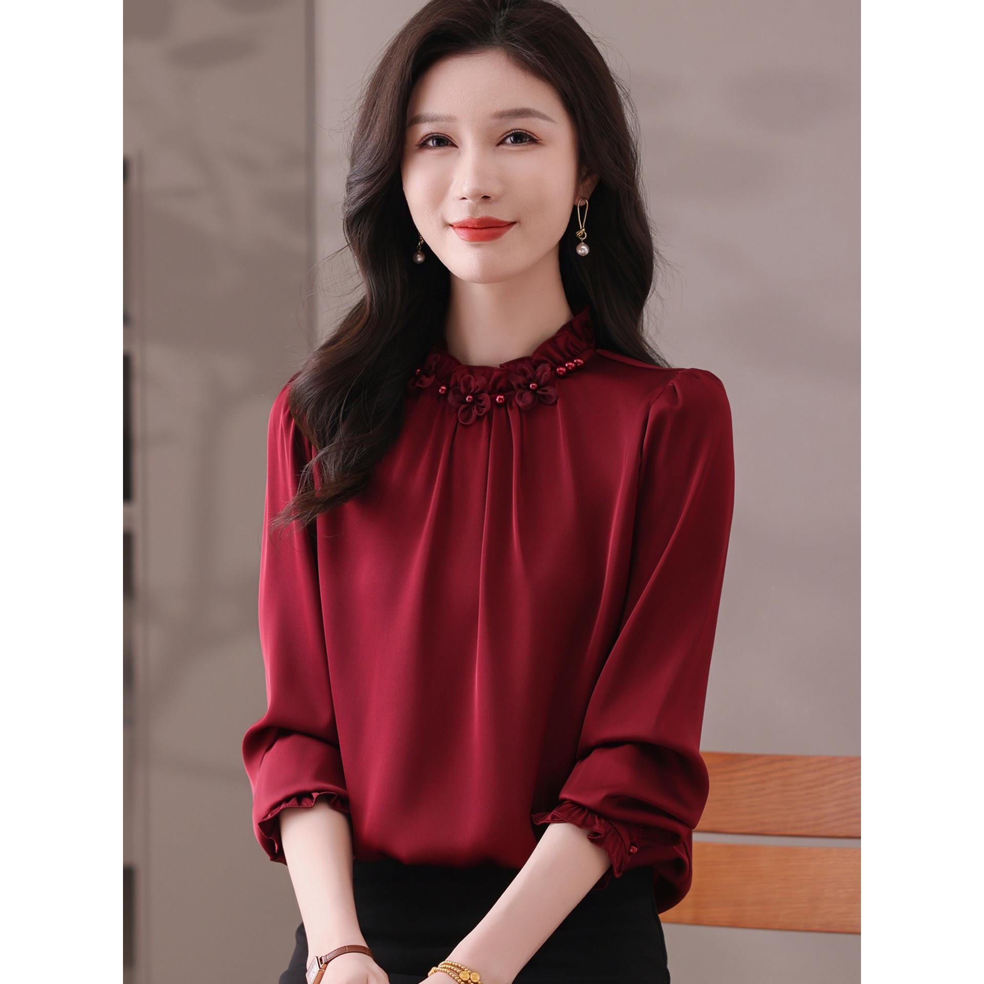 结婚妈妈礼服平时可穿上衣十月年轻气质喜婆婆婚宴装薄款长袖衬衫