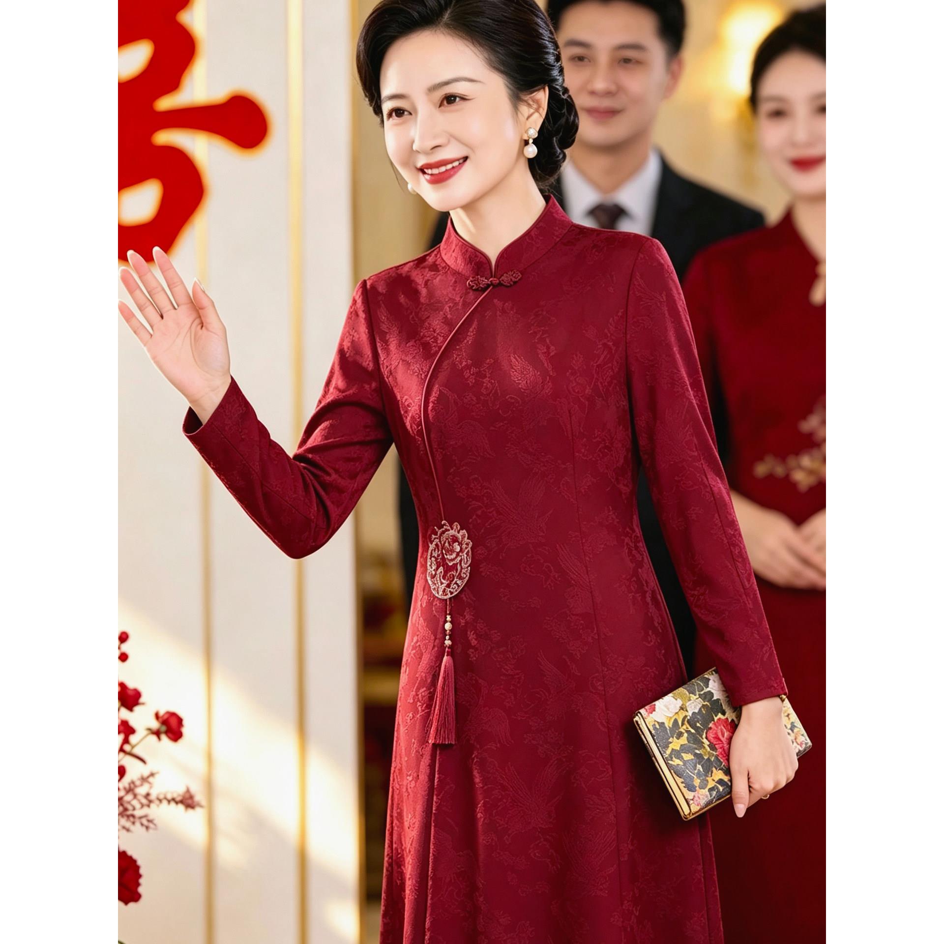 结婚礼服喜妈妈秋冬季新中式旗袍裙子2026新款喜婆婆婚宴平时可穿